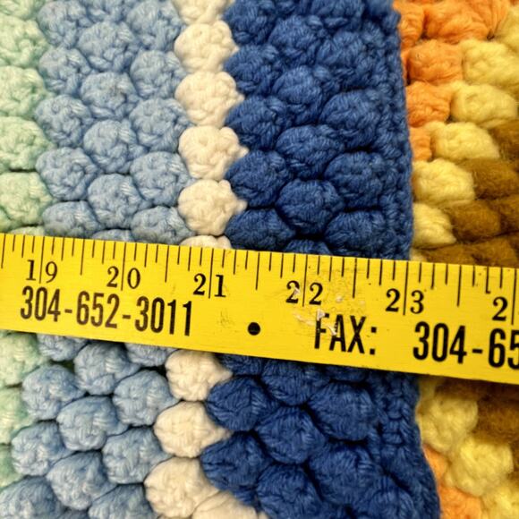 3 Handmade Pink Blue White Multi-Color Crochet Hexagon Afghan Area Chair Rugs - Picture 4 of 5